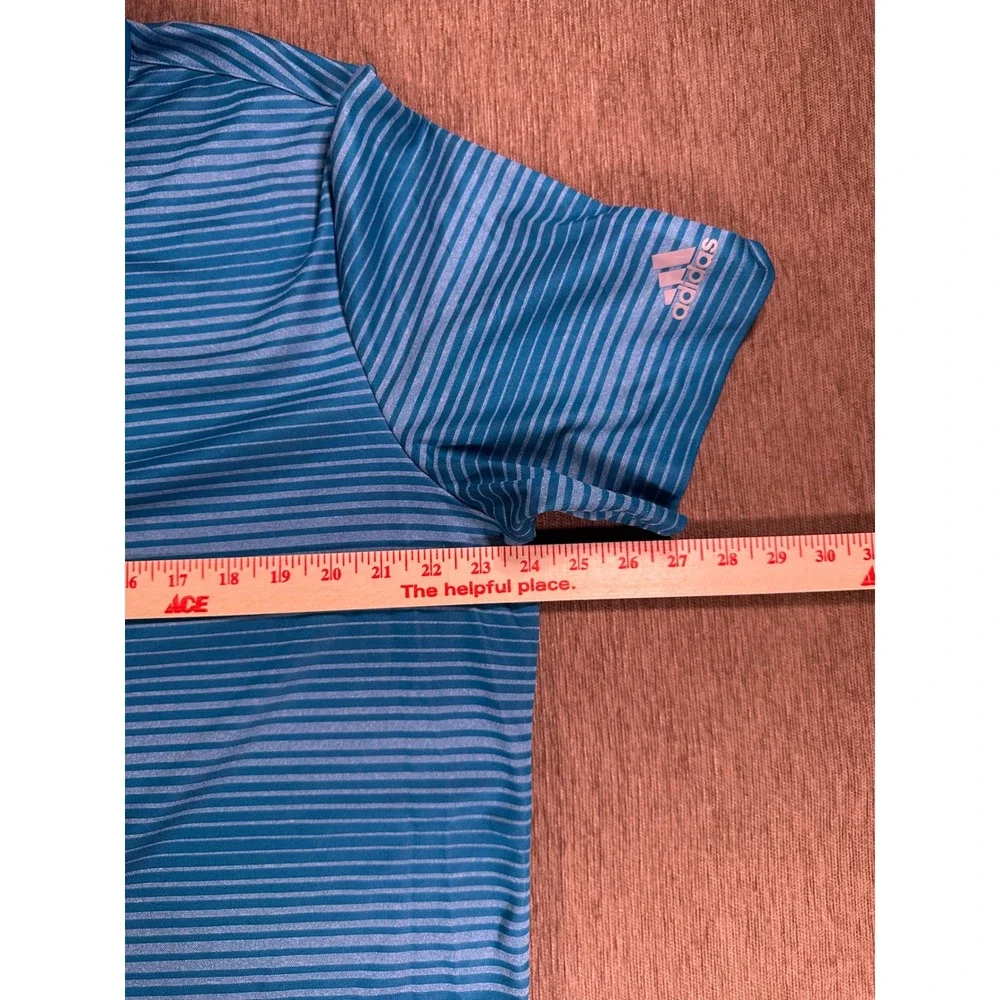 Adidas Golf Polo Shirts Mens XL Lot of 2 Blue Striped White Climacool Tops